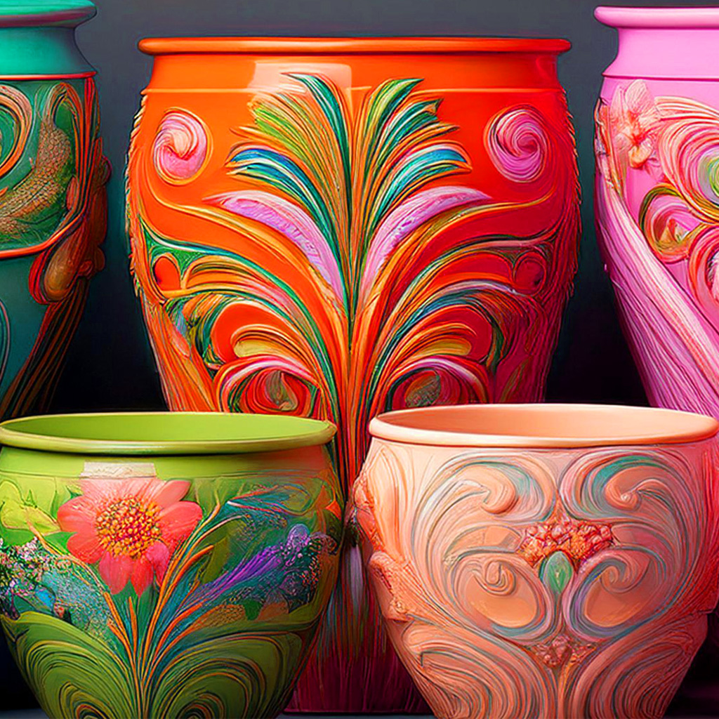 Blumentöpfe bemalt bunt