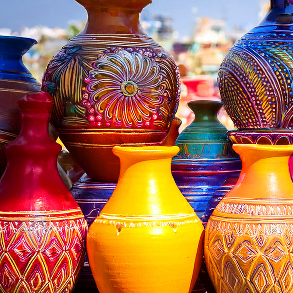 Tonkrüge bemalt bunt